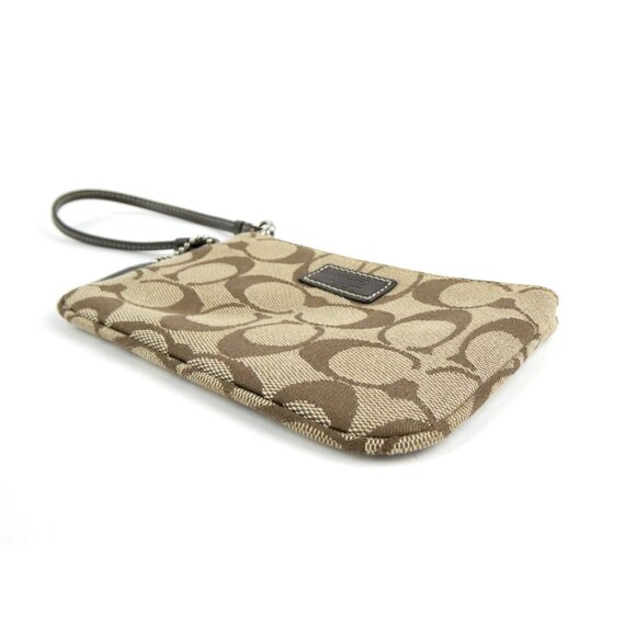 Coach Signature Khaki Brown Wristlet - Picture 5 of 11